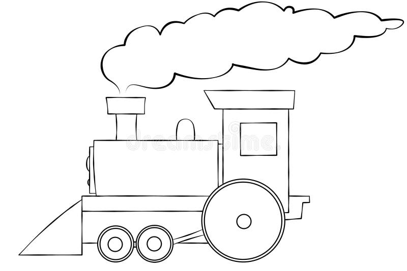 Cartoon Train Line Art stock illustration. Illustration of train - 6419926
