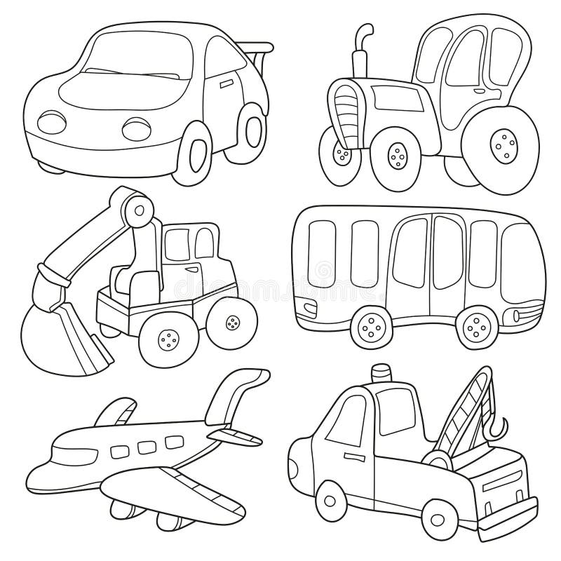 Transport Set for Coloring Book Stock Vector - Illustration of cargo ...