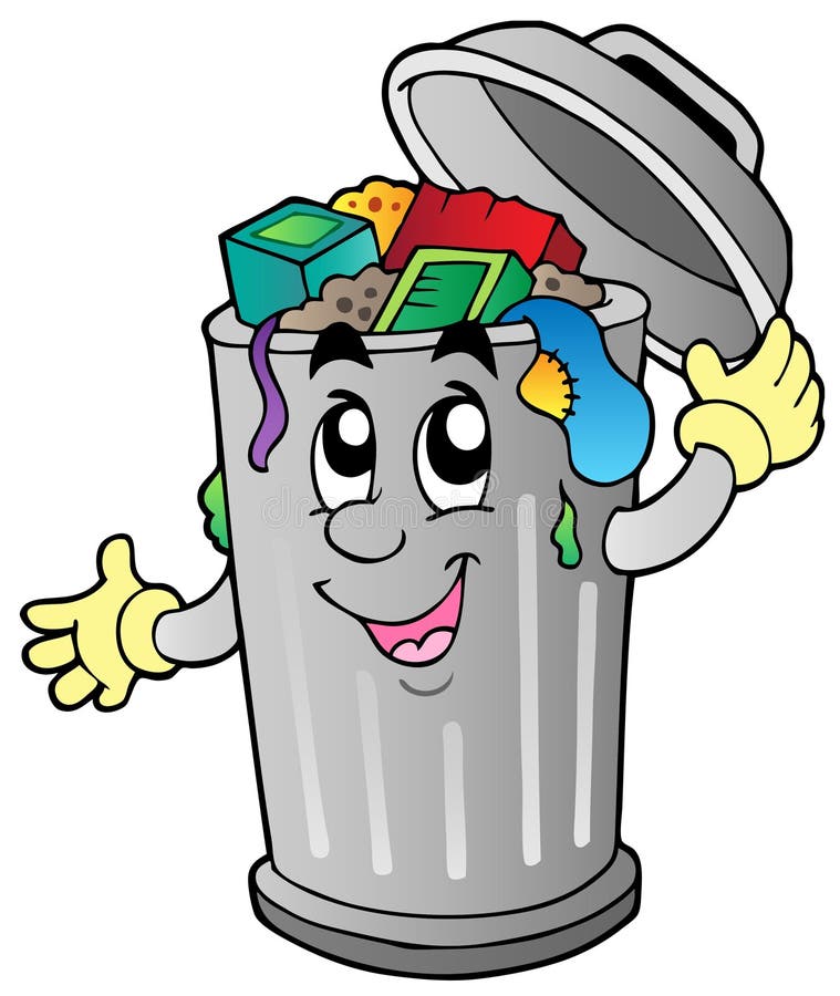 Cartoon trash can stock vector. Illustration of disposal - 20097337