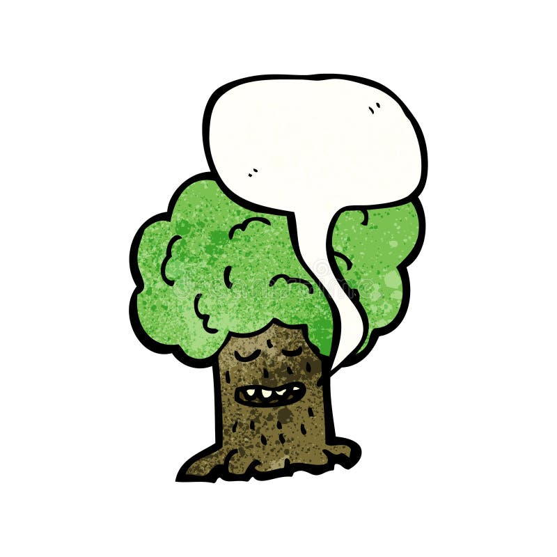 cartoon tree with speech bubble