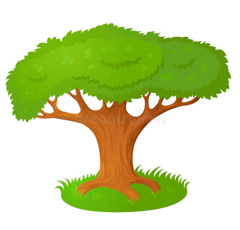 Cartoon Big Green Tree Isolated on White. Stock Vector - Illustration of  alone, nature: 22217079