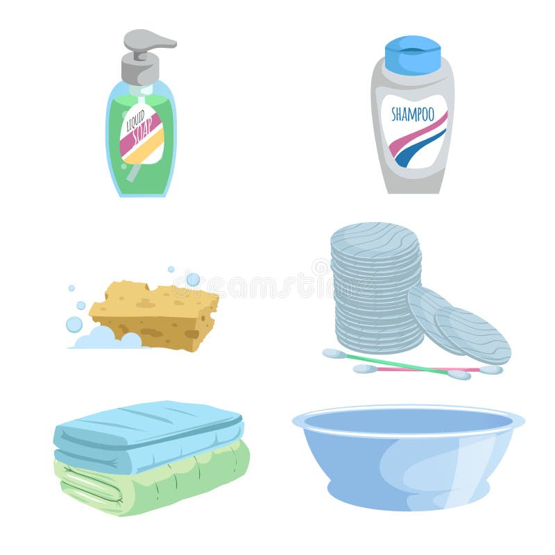 Cartoon trendy simple gradient bath icon set.