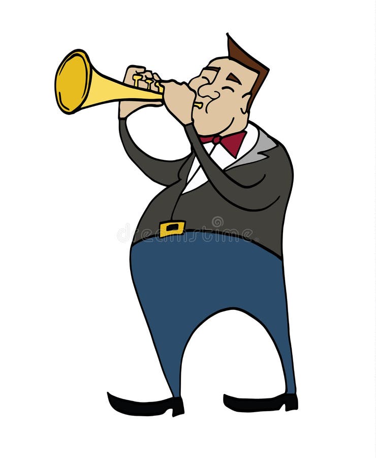 Cartoon Trumpeter. Musician Playing a Trumpet Stock Vector - Illustration  of kids, sitting: 63474627