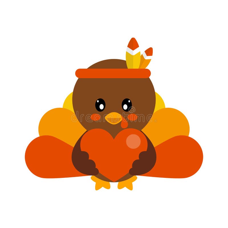 Download Cartoon Turkey Vector With Heart Stock Vector - Illustration of celebration, logo: 129357693
