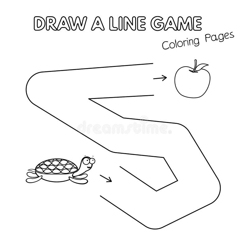 cartoon turtle coloring book game for kids stock vector