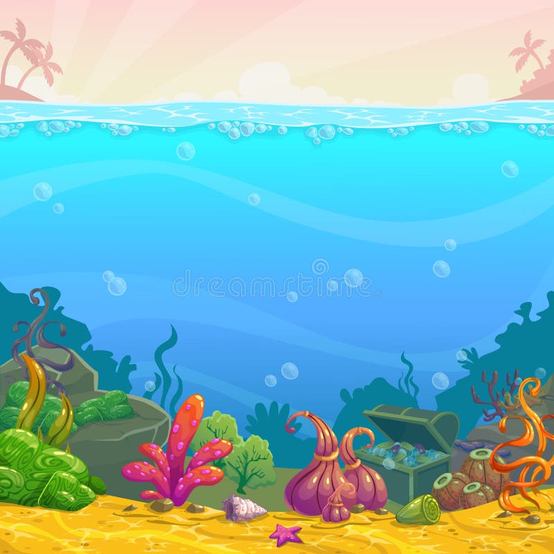 Cartoon Underwater Background. Stock Vector - Illustration of bright ...