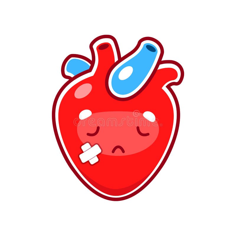 Cartoon Unhappy Sick or Injured Heart Character Stock Vector ...