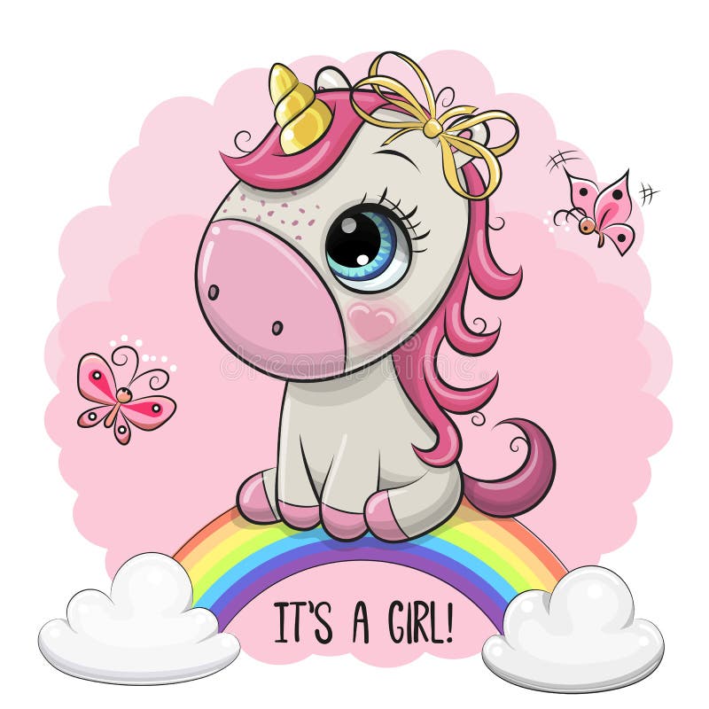 Cartoon Unicorn is on the rainbow vector illustration Cartoon Unicorn is on the rainbow vector illustration