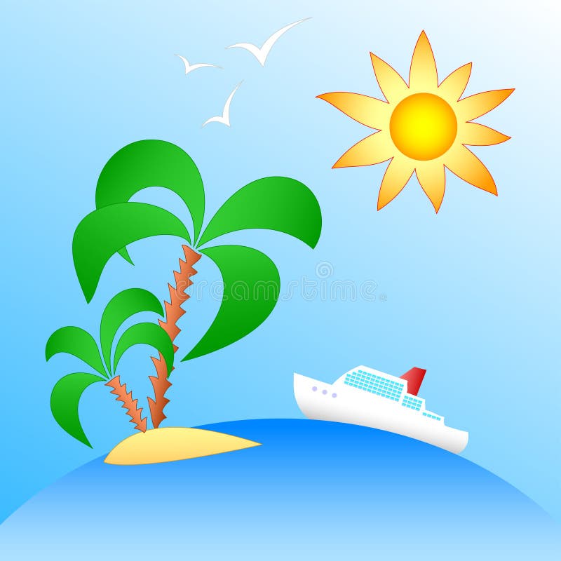 Cartoon vacation scene stock vector. Illustration of blue - 16747390