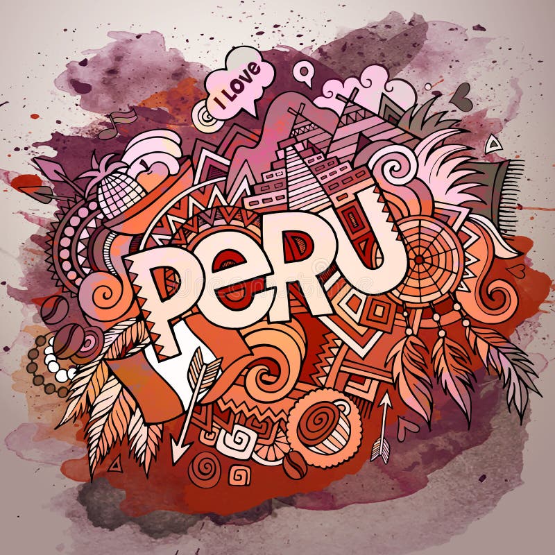 Cartoon Vector Hand Drawn Doodle Peru Illustration. Stock Vector ...