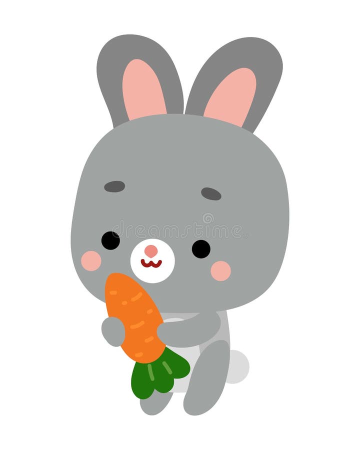 Cartoon vector illustration, Cartoon cute character rabbit and carrot stock illustration