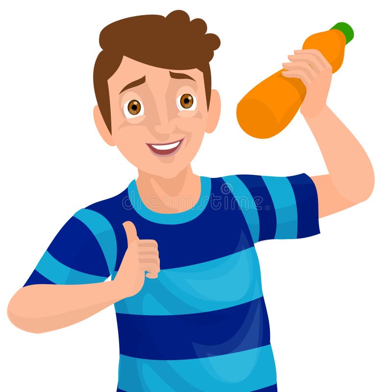 Cartoon Vector Illustration, Expression of a Boy after Drinking Juice