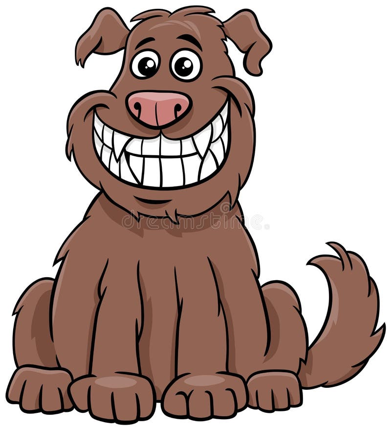 Cartoon Funny Dog Comic Animal Character Grinning Stock Vector ...