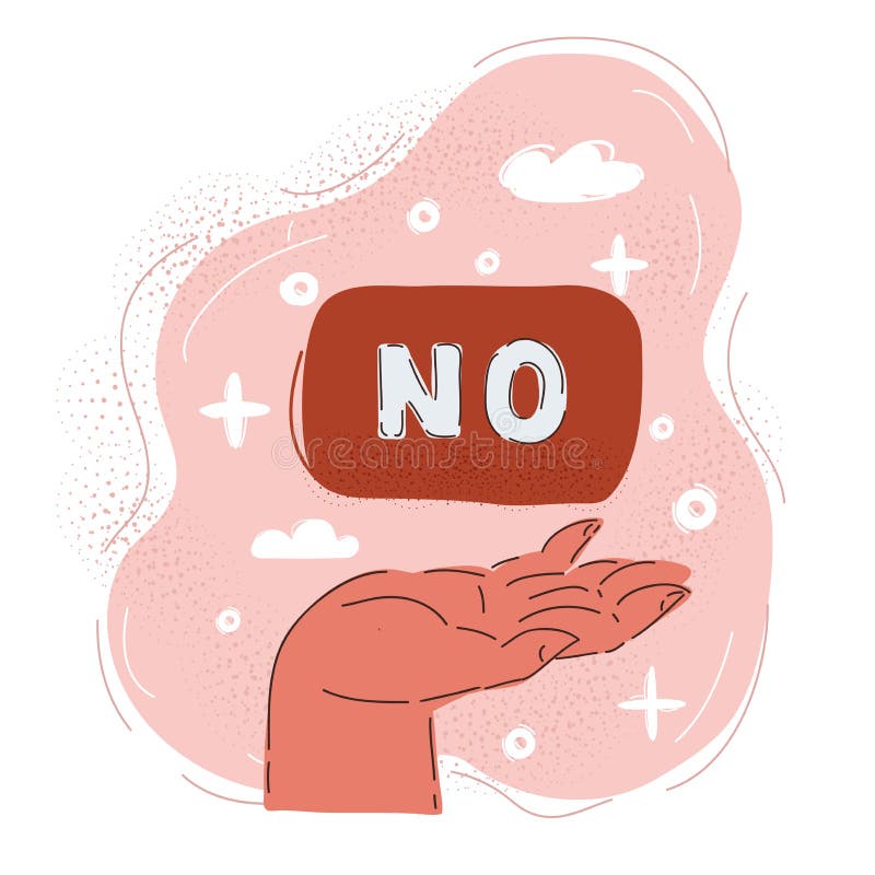 Vector Illustration of Hand Hold Sign with the Word NO Stock Vector