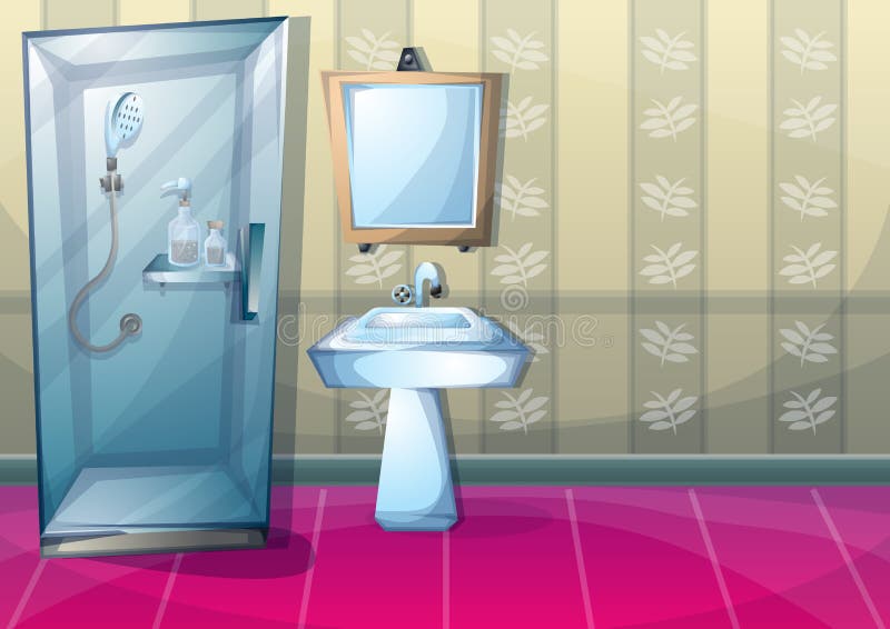 Cartoon Vector Illustration Interior Bathroom Stock Vector