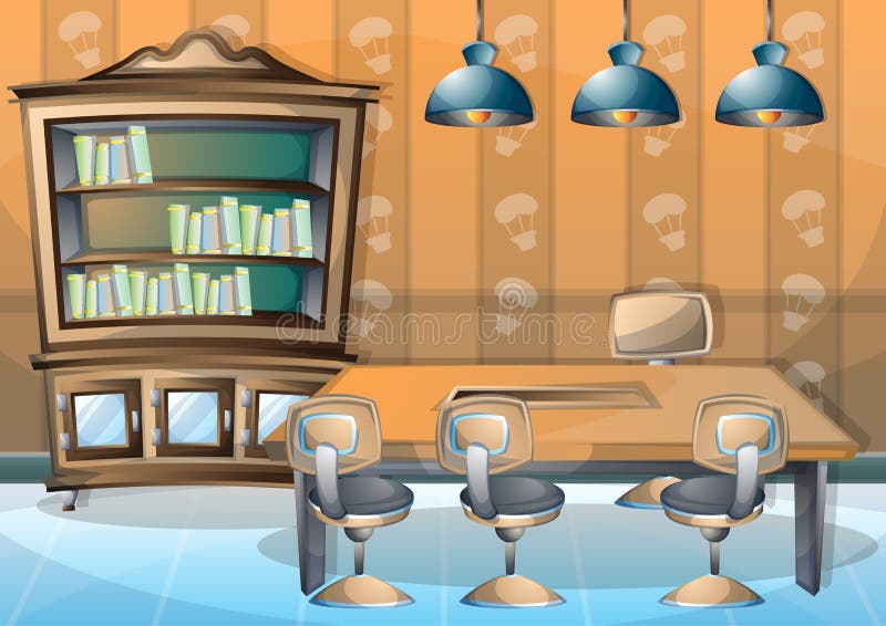 Download Cartoon Vector Illustration Interior Library Room With ...