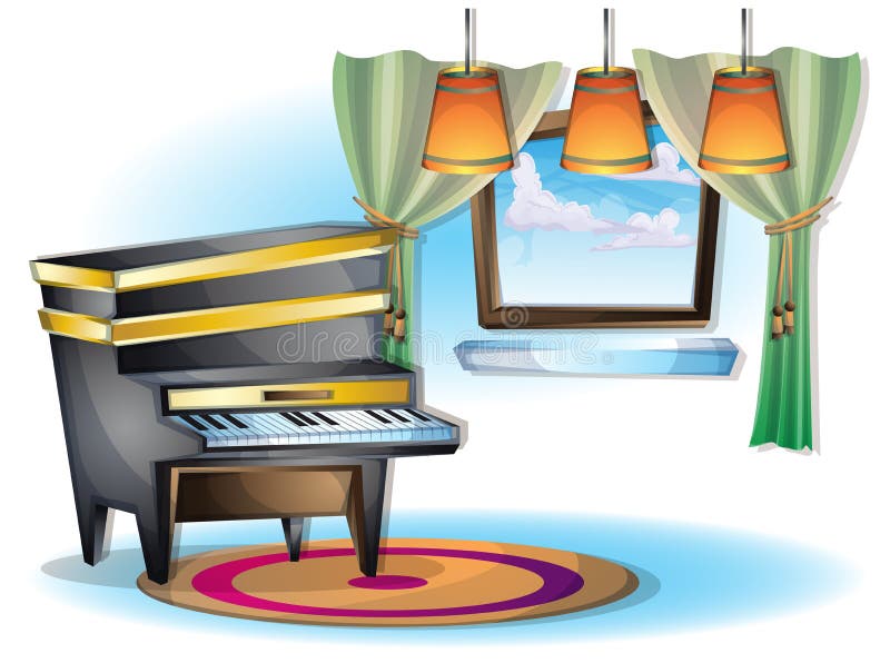 Cartoon Vector Illustration Interior Music Room with Separated Layers Stock Vector
