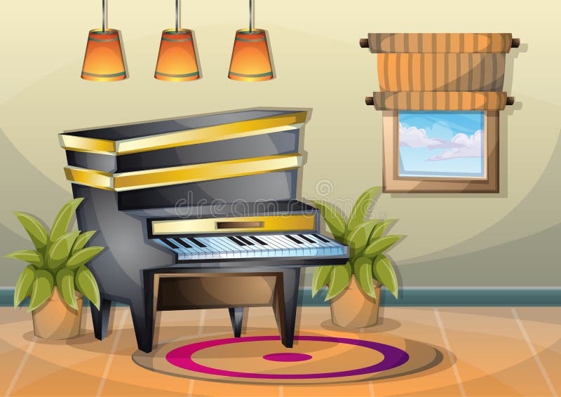 Cartoon Vector Illustration Interior Music Room with Separated Layers Stock Vector