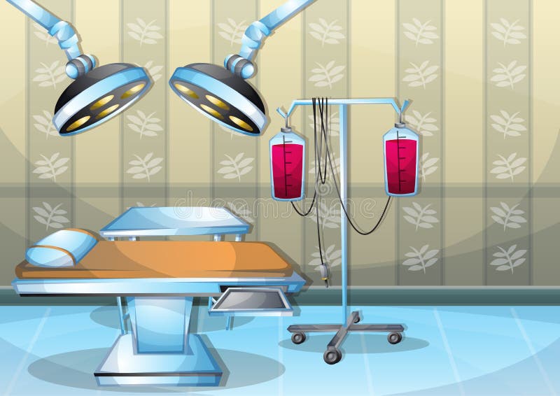 Cartoon vector illustration interior surgery operation room with separated ...