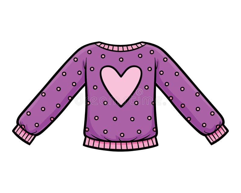 Cartoon vector illustration for kids, Pullover with a heart symbol royalty free illustration