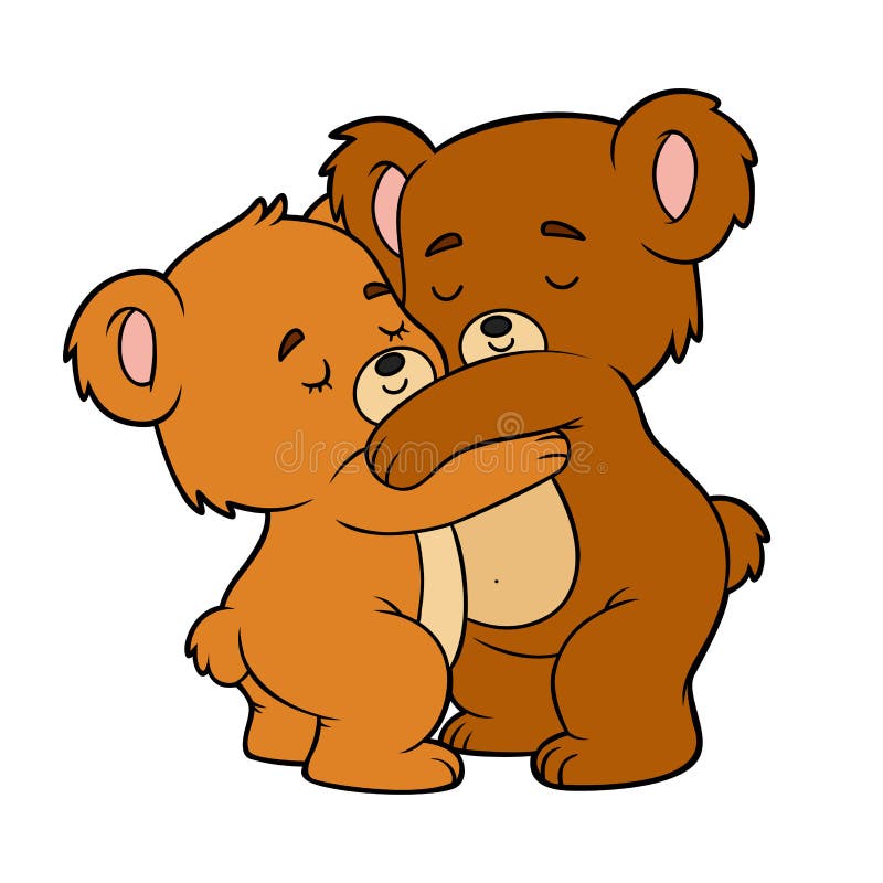 Cartoon vector illustration, Loving bear hugging stock illustration