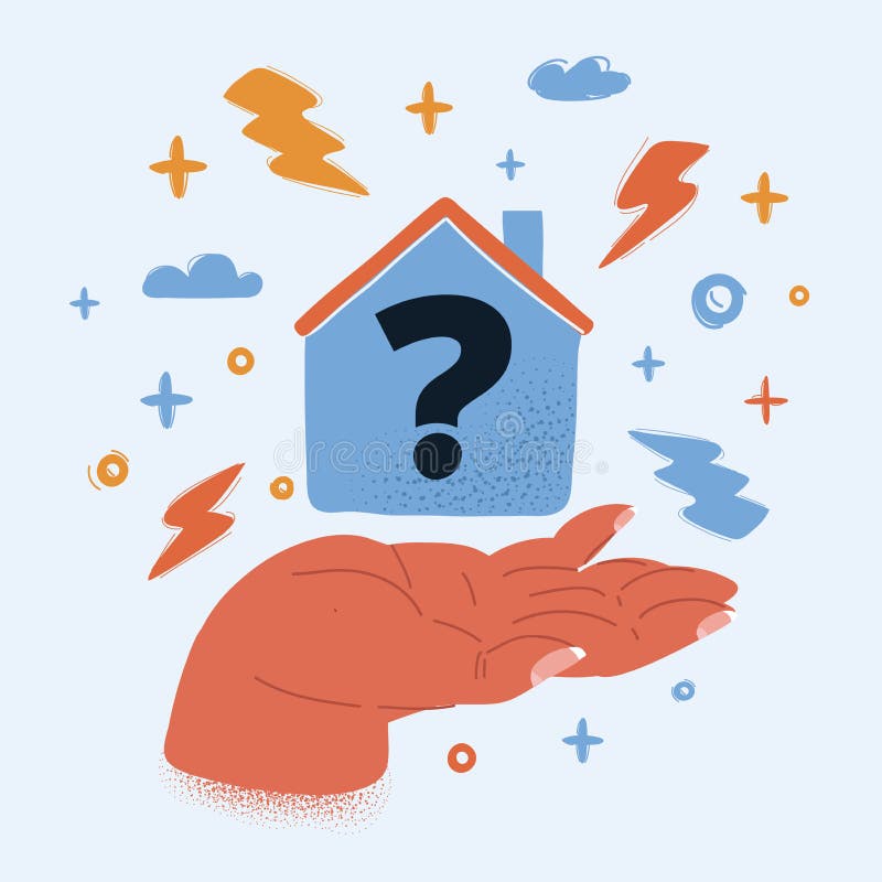 Vector illustration of question mark inside house shape. royalty free illustration