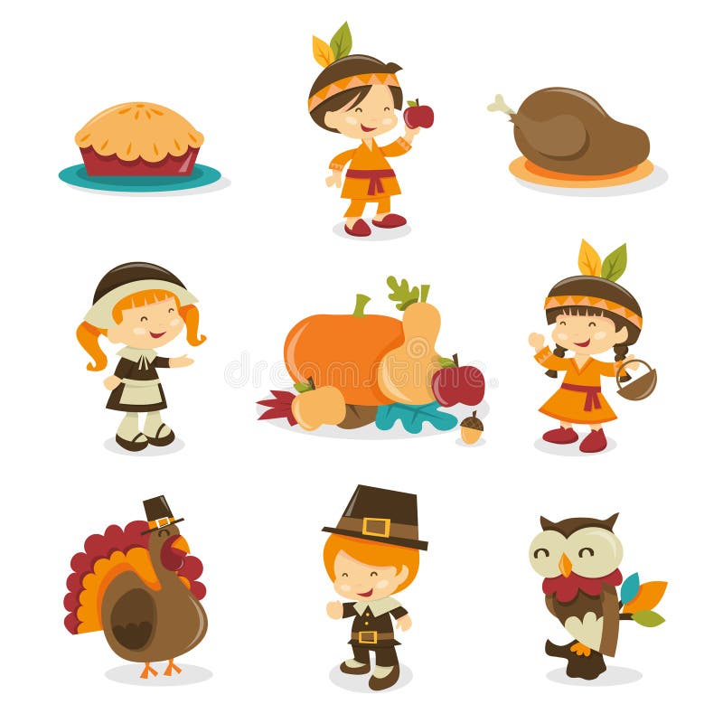 Retro Autumn Festival Thanksgiving Icons vector illustration