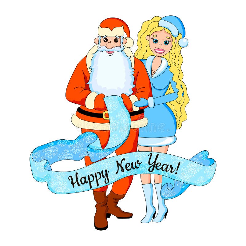 Cartoon Vector Illustration of Girl Blond with Santa Claus. New Year Card. Isolated. Stock Vector - Illustration of blue, funny: 78868531 Cartoon Vector Illustration of Girl Blond with Santa Claus. New Year Card. Isolated. Stock Vector - Illustration of blue, funny: 78868531