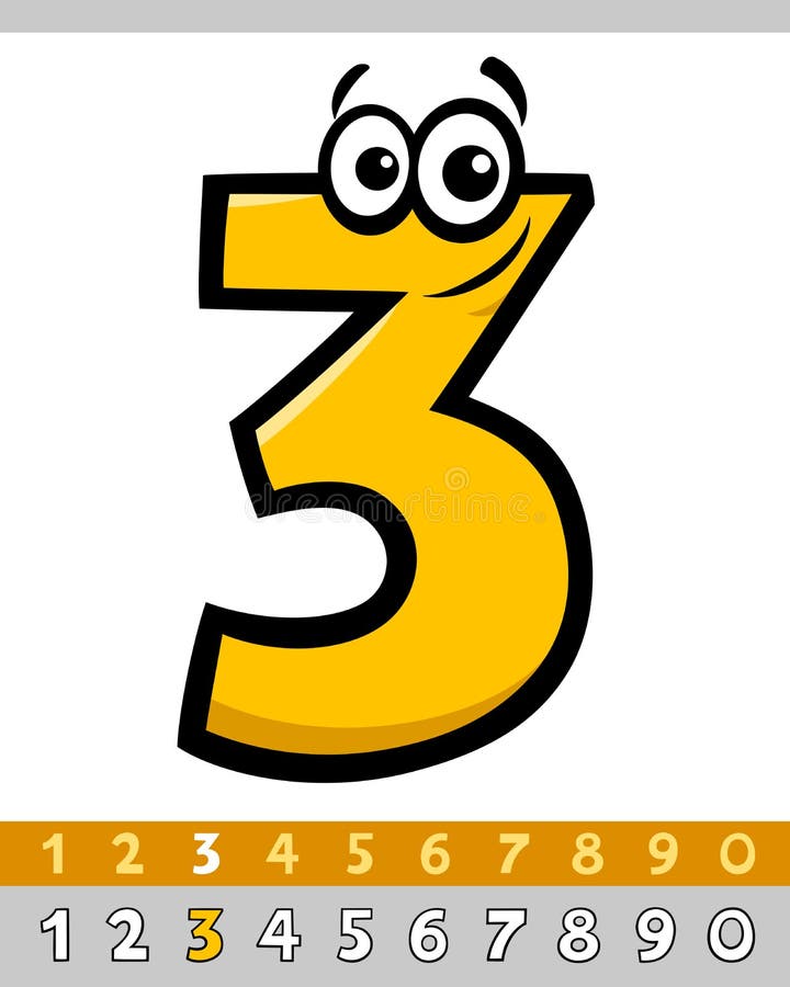 Number three vector cartoon character