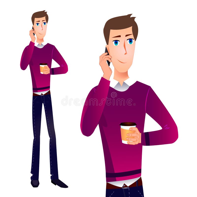 Cartoon VECTOR man talking on phone stock illustration Cartoon VECTOR man talking on phone stock illustration