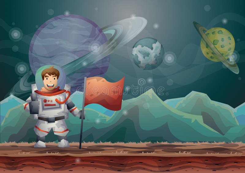 Cartoon vector space landscape background with separated layers royalty free illustration