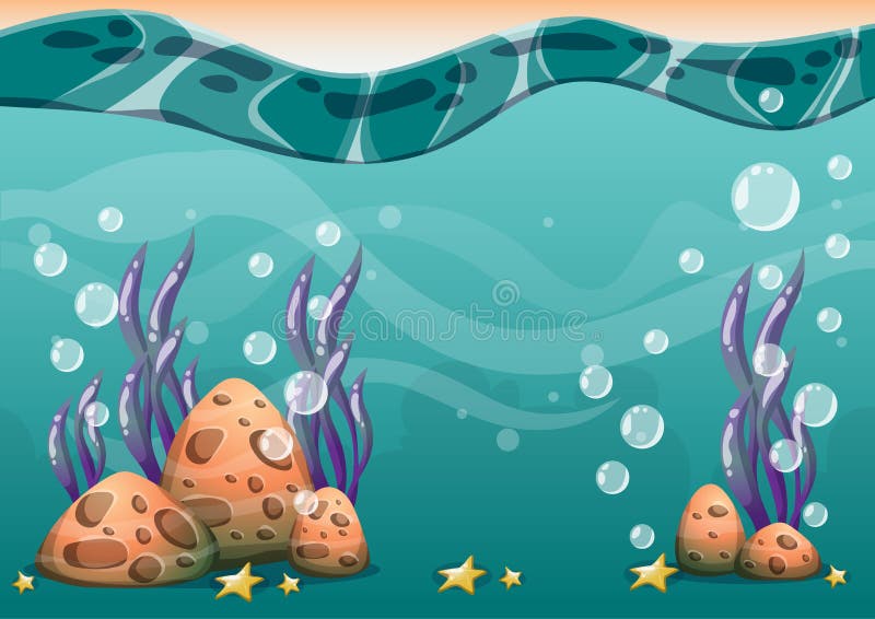 Cartoon Vector Underwater Background with Separated Layers for Game Art ...