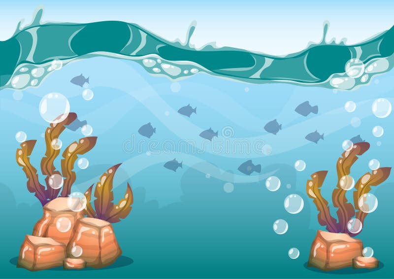 Cartoon Vector Underwater Background with Separated Layers for Game Art ...
