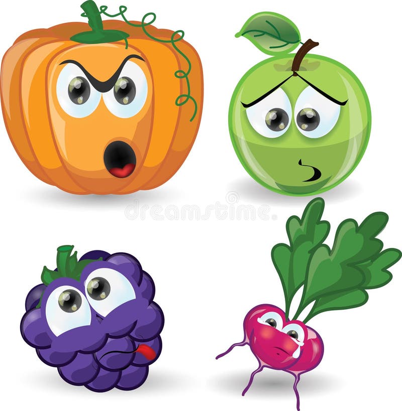 Cartoon Fruits and Vegetables,vector Stock Vector - Illustration