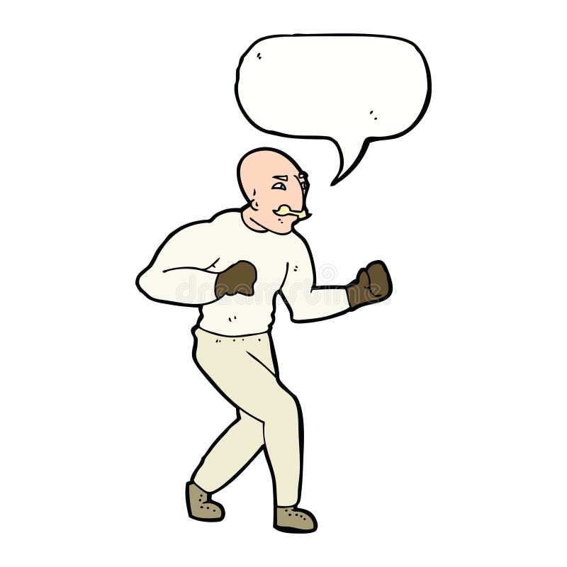Cartoon victorian boxer with speech bubble royalty free illustration