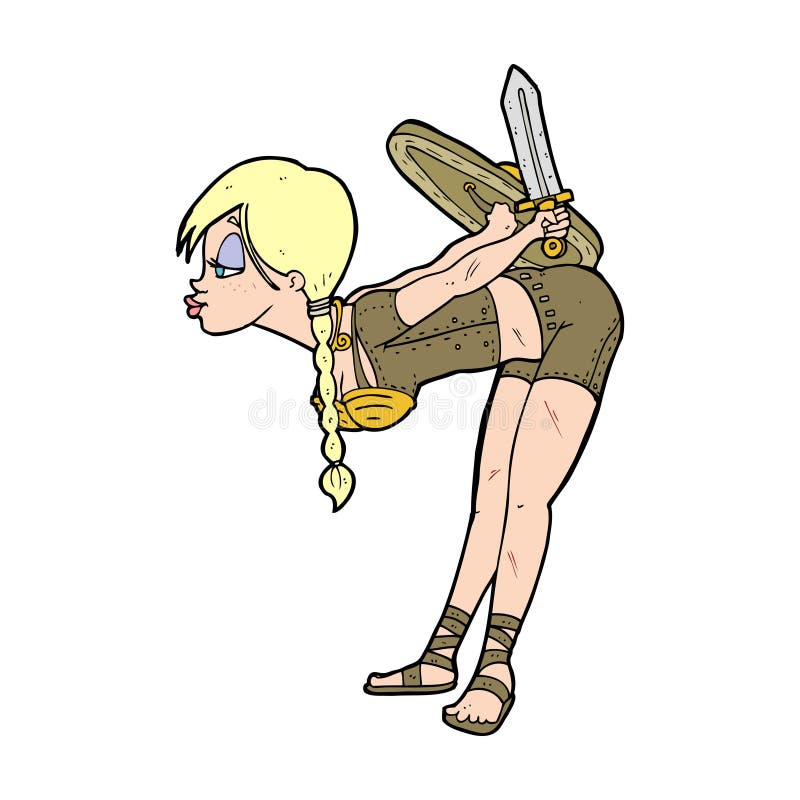 cartoon viking girl bowing