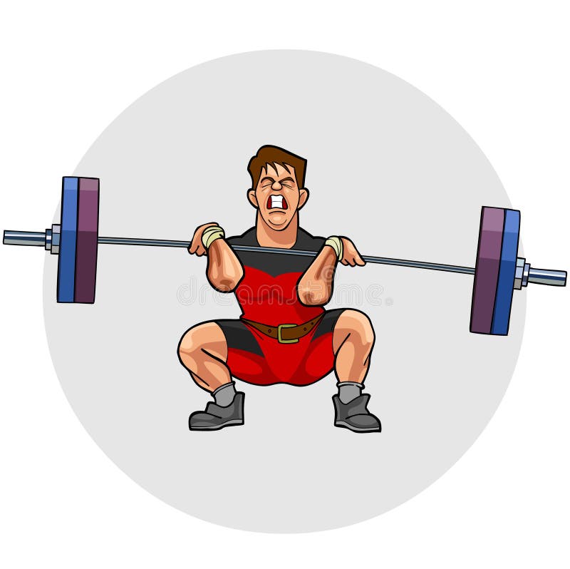 Weightlifter Lifting Barbell Isolated Cartoon Stock Vector Illustration of muscle, white 57462865