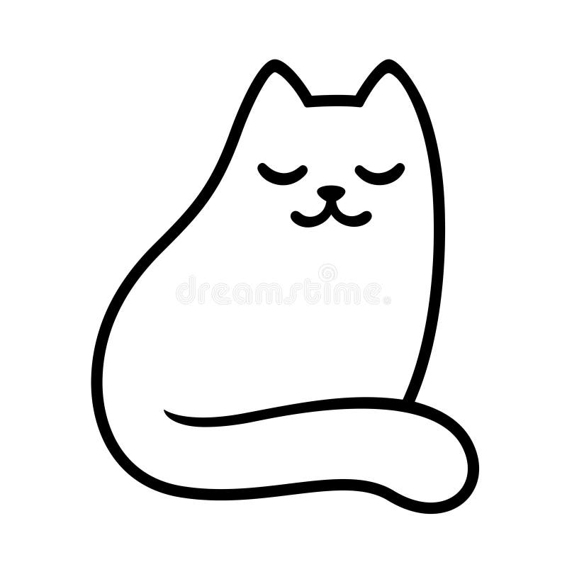 Cartoon White Cat Drawing Stock Vector Illustration Of Graphic 155670895