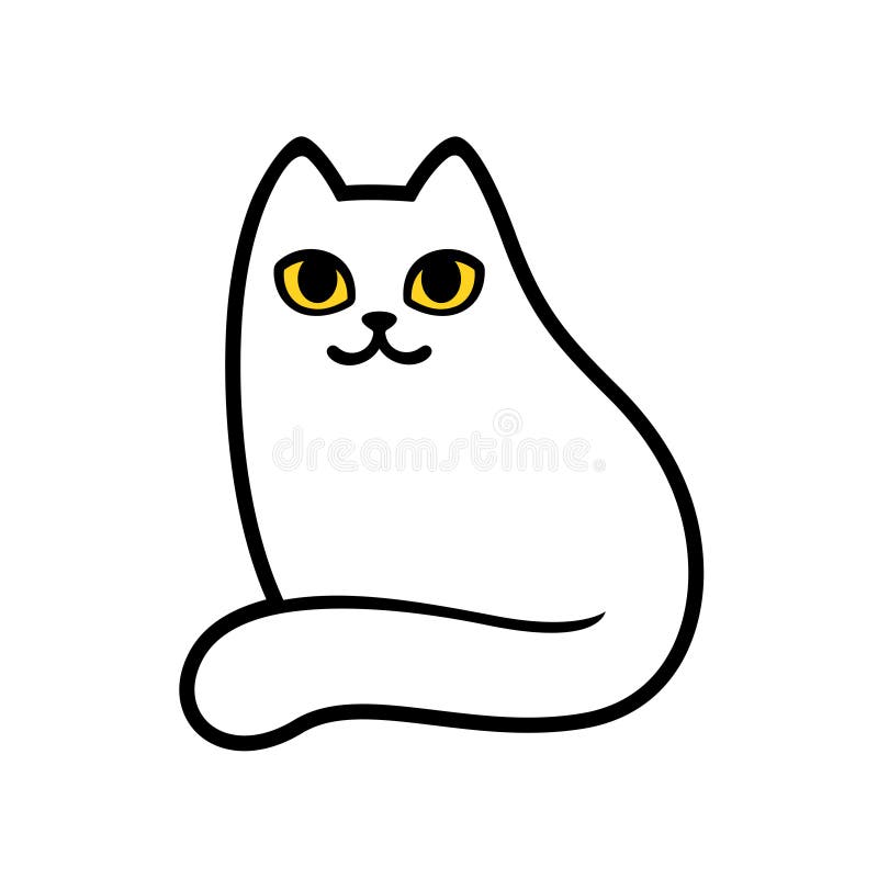 Cartoon white cat drawing stock vector. Illustration of clipart - 153805671