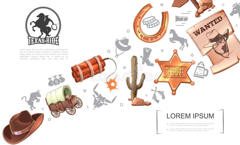 Cartoon Wild West Concept stock illustration Cartoon Wild West Concept stock illustration