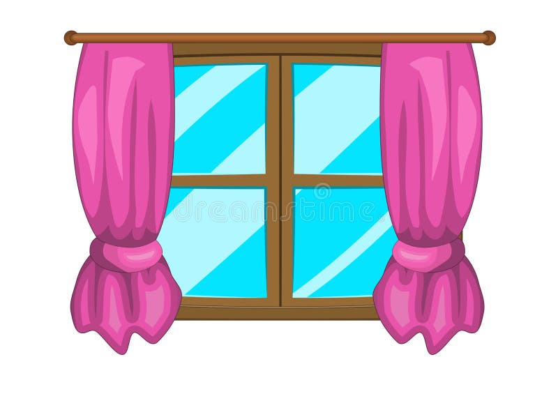 Cartoon Window with Curtains Vector Symbol Icon Design. Stock Vector -  Illustration of background, elegant: 90456452