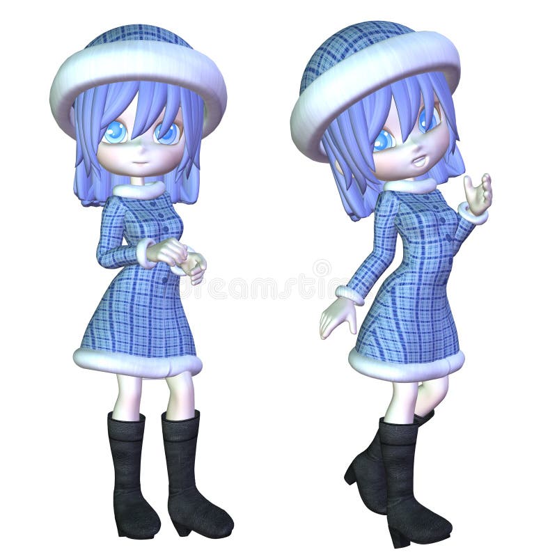 Cartoon winter girl