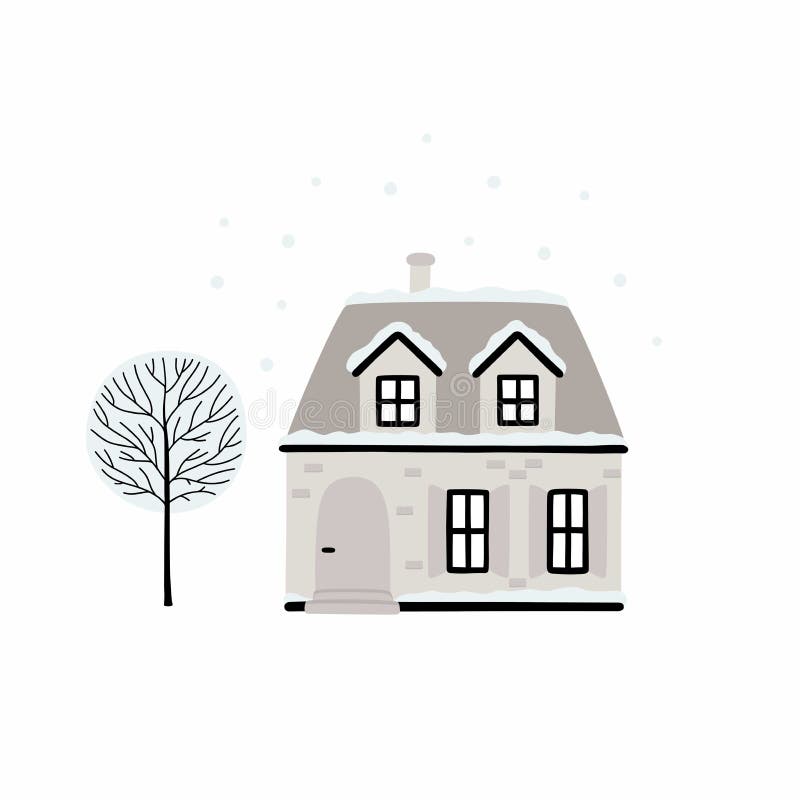 Download Cartoon Winter House. Vector Image Of A Christmas House And Tree Covered With Snow. Stock Vector ...
