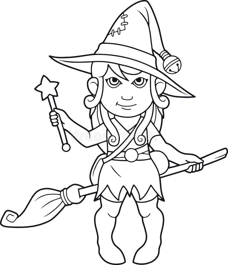 Download Cartoon Witch Coloring Book Stock Vector - Illustration of ...