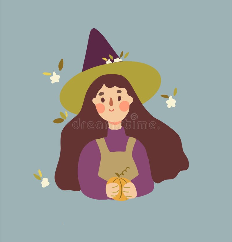 Cartoon witch cute halloween girl vector illustration royalty free illustration