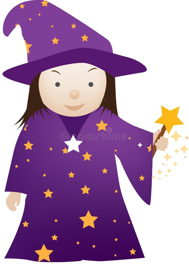 Cartoon wizard girl vector illustration Cartoon wizard girl vector illustration