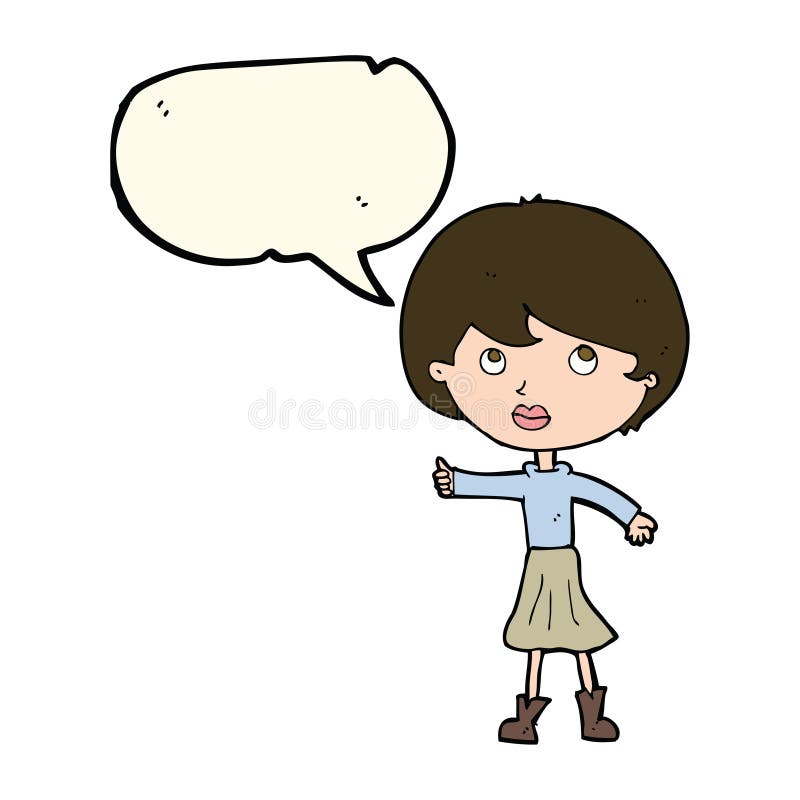 cartoon woman asking question with speech bubble