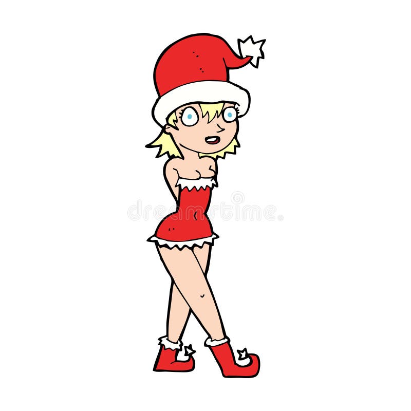 cartoon woman in christmas elf costume