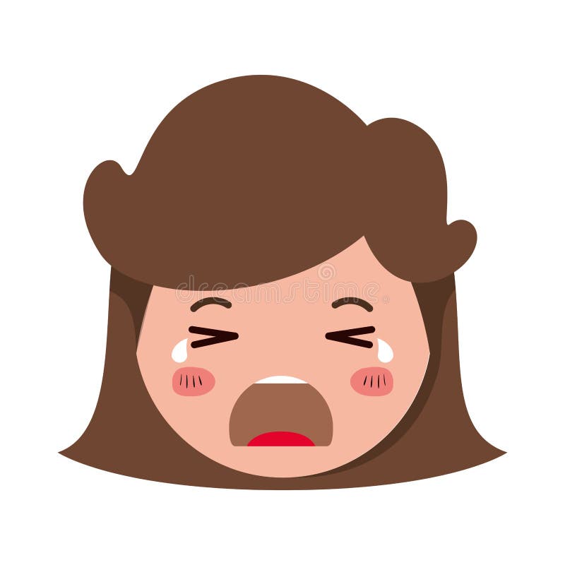 Download Cartoon Woman Crying Head Kawaii Character Stock Vector - Illustration of human, design: 143866555