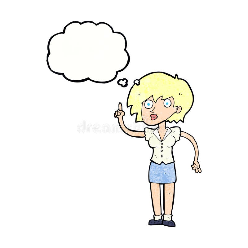 cartoon woman with question with thought bubble